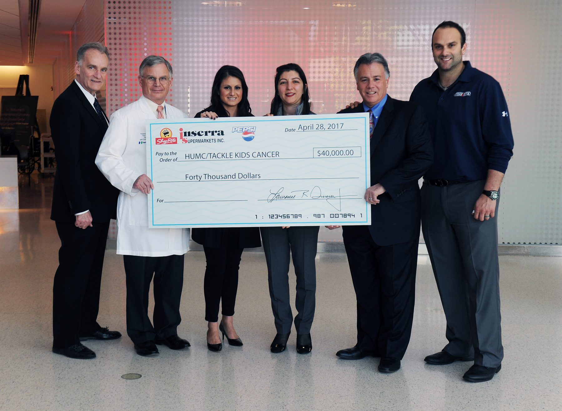 Inserra Supermarkets and PepsiCo Raise $40,000 for Hackensack Meridian Health Hackensack University Medical Center’s Tackle Kids Cancer